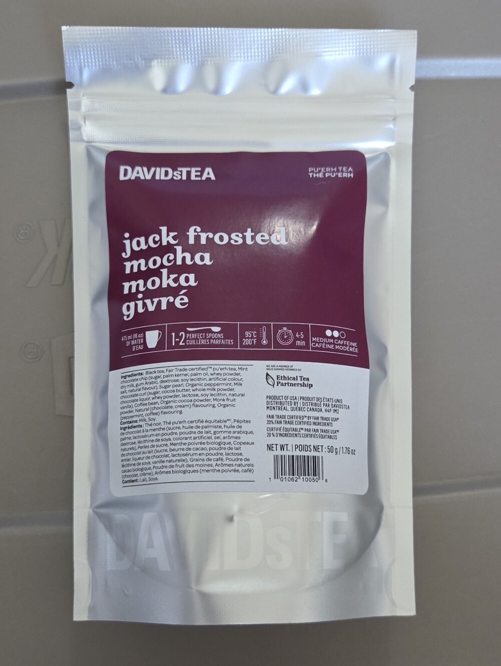 2/$20 New! Sealed! Davidstea JACK FROSTED MOCHA Looae Leaf Tea 50g Davids Tea